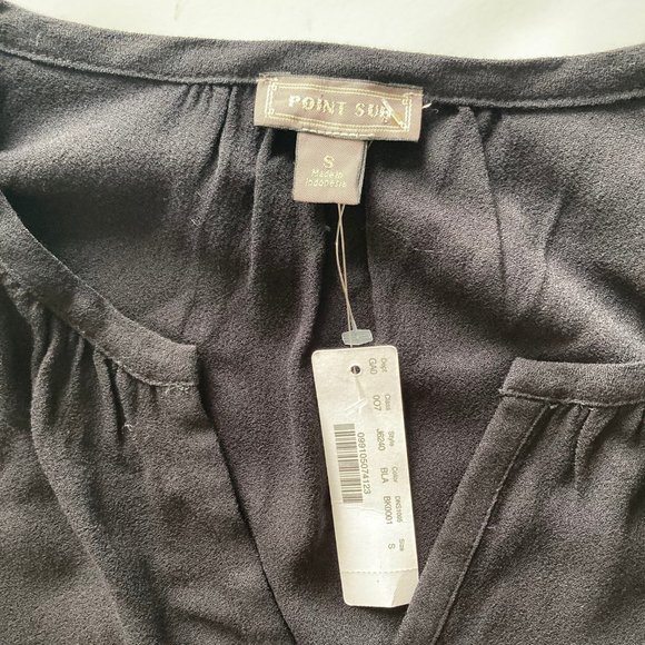 NWT ★: J.CREW Point Sur drapey open V-neck top, Black, S - Picture 8 of 10